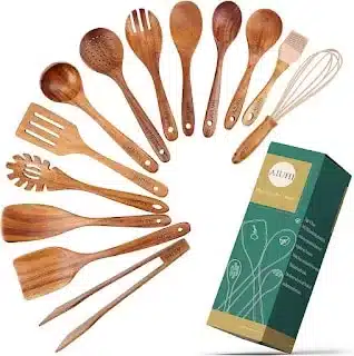 Wooden kitchen utensils are great for non-stick pots and pans.