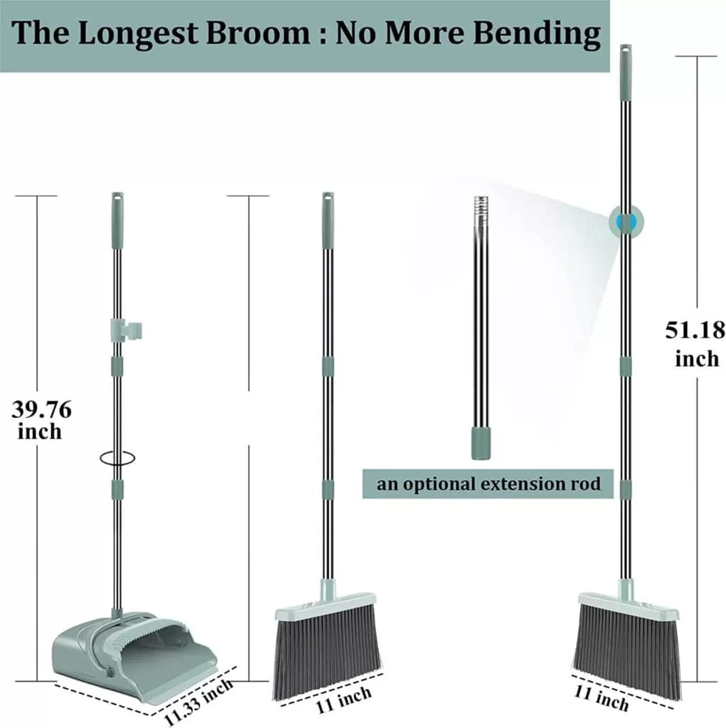 There is no more bending when you use a longer broom. 