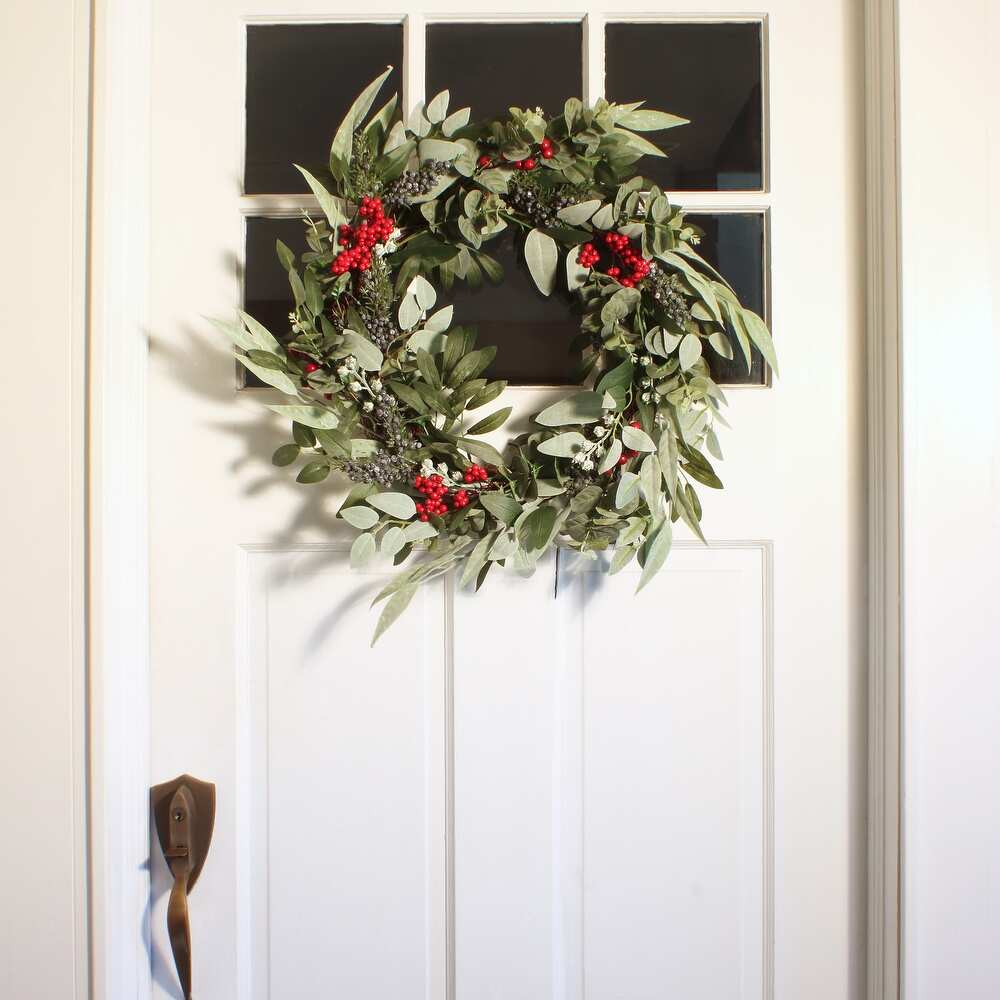 I love Eucalyptus, especially on this Christmas Wreath