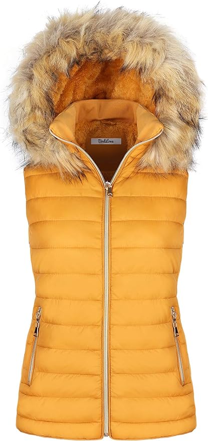 Mustard colored vest is great for women's outerwear. Good for winter fashion essentials.