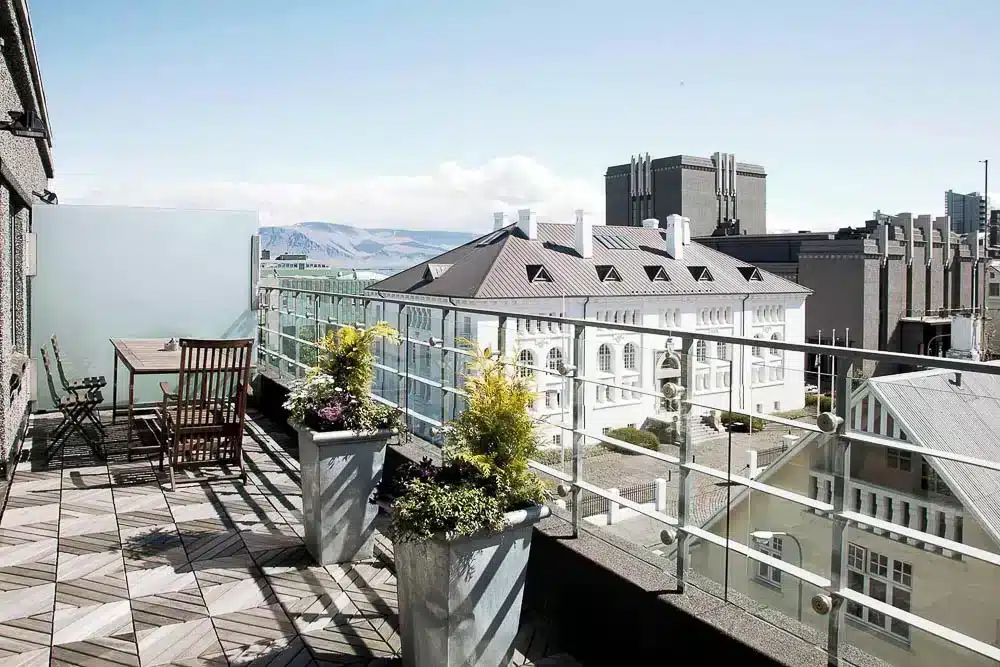 If you're wondering where to stay in Iceland to get a good view of Reykjavik and the city center, then the boutique 101 Hotel is a great option.