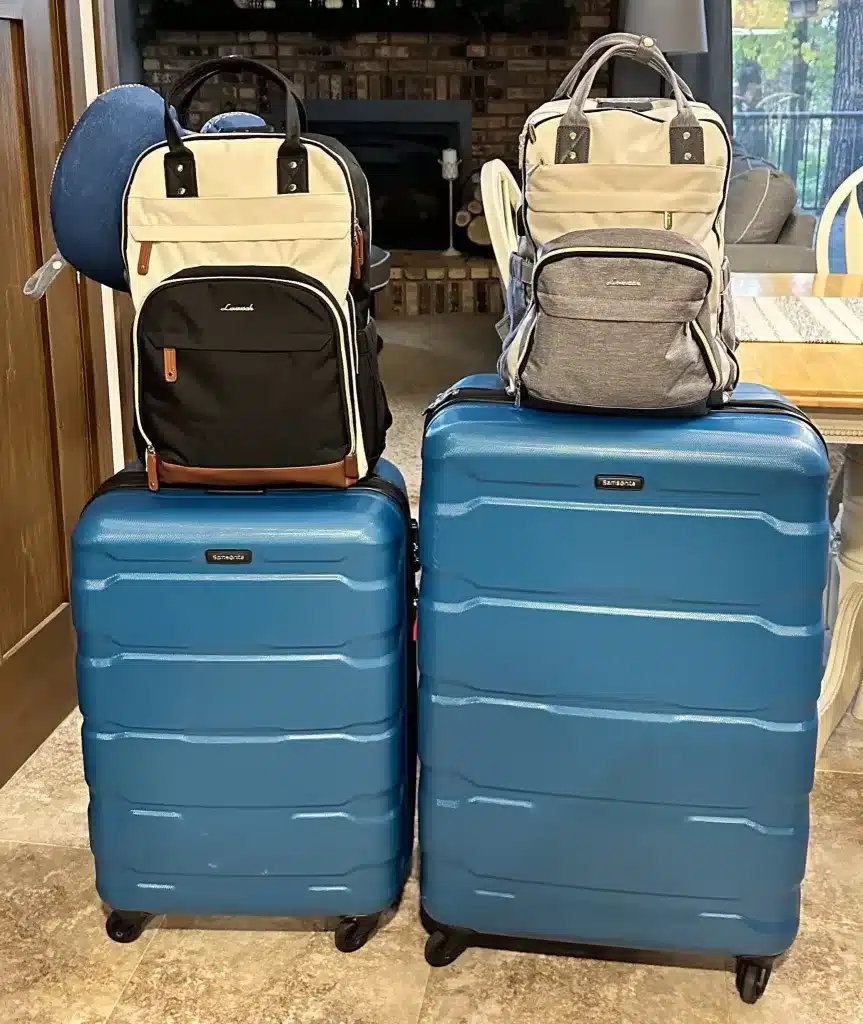 I love my Samsonite luggage set and favorite travel backpack. 