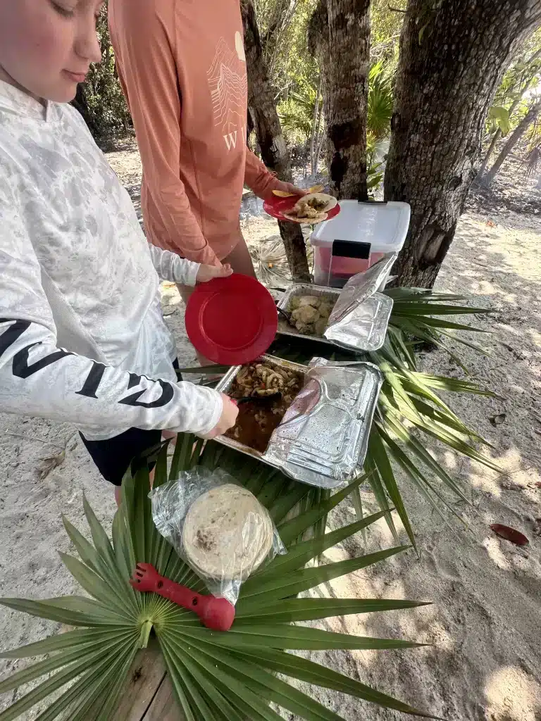 Our delicious lunch with fish we caught. 