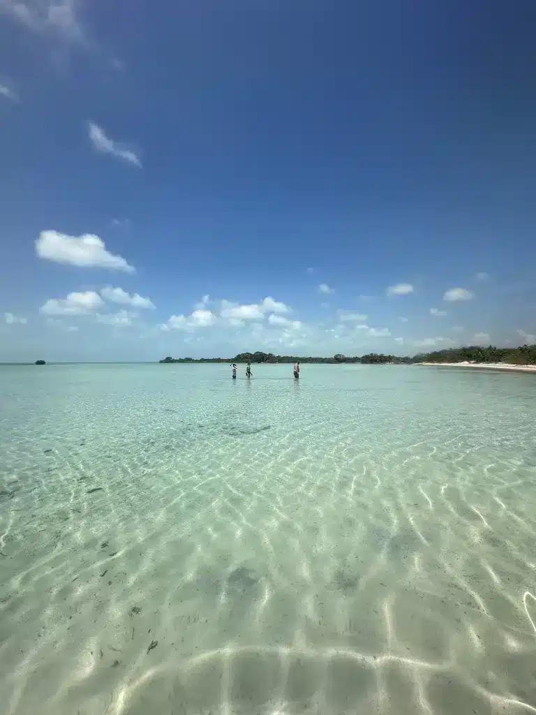 A private beach only accessible by boat in San Pedro, Belize.