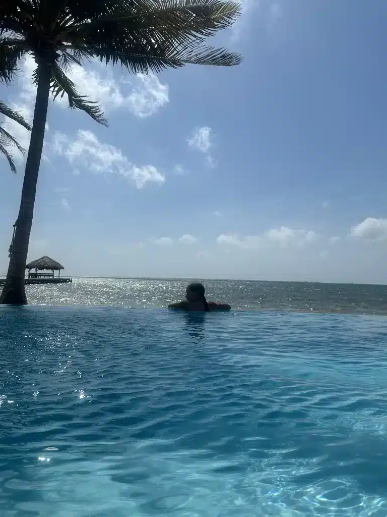 Infinity pool at our rental home in Belize. 