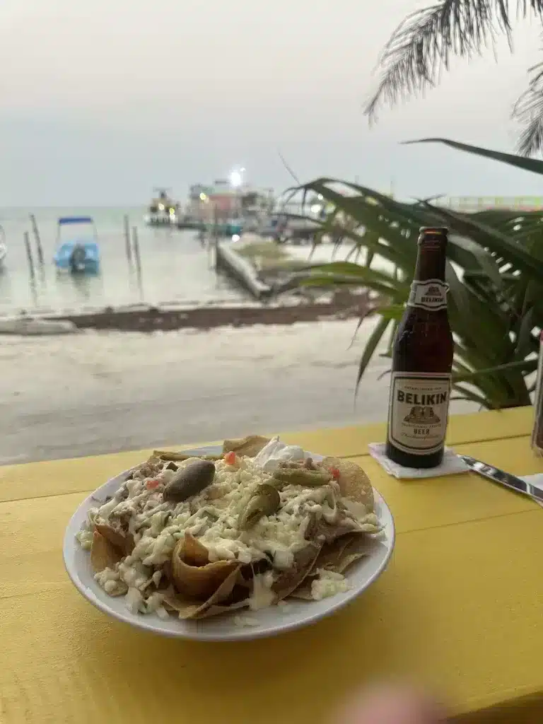 Nachos and a Belikan in Belize.