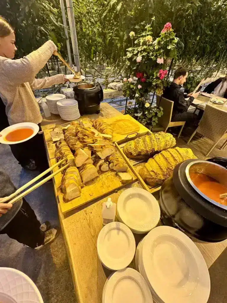 Soup and bread buffet.