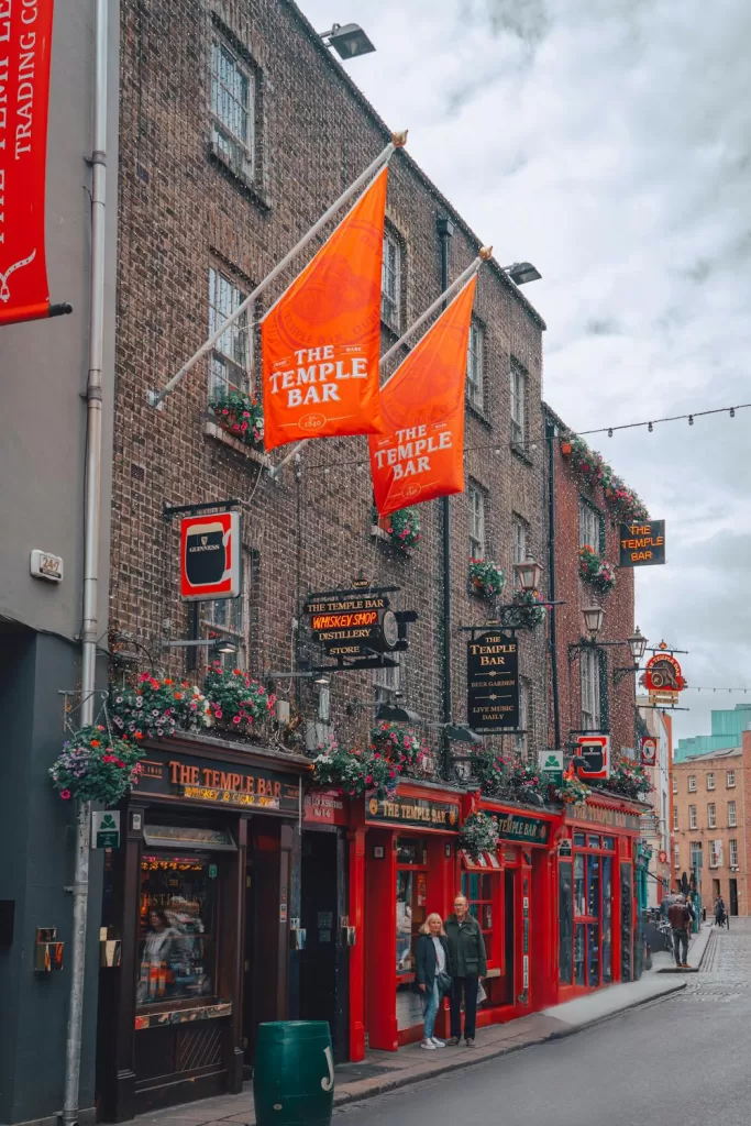 The Temple Bar is a popular bar in the city center, a great place to stop after touring Guinness brewery.