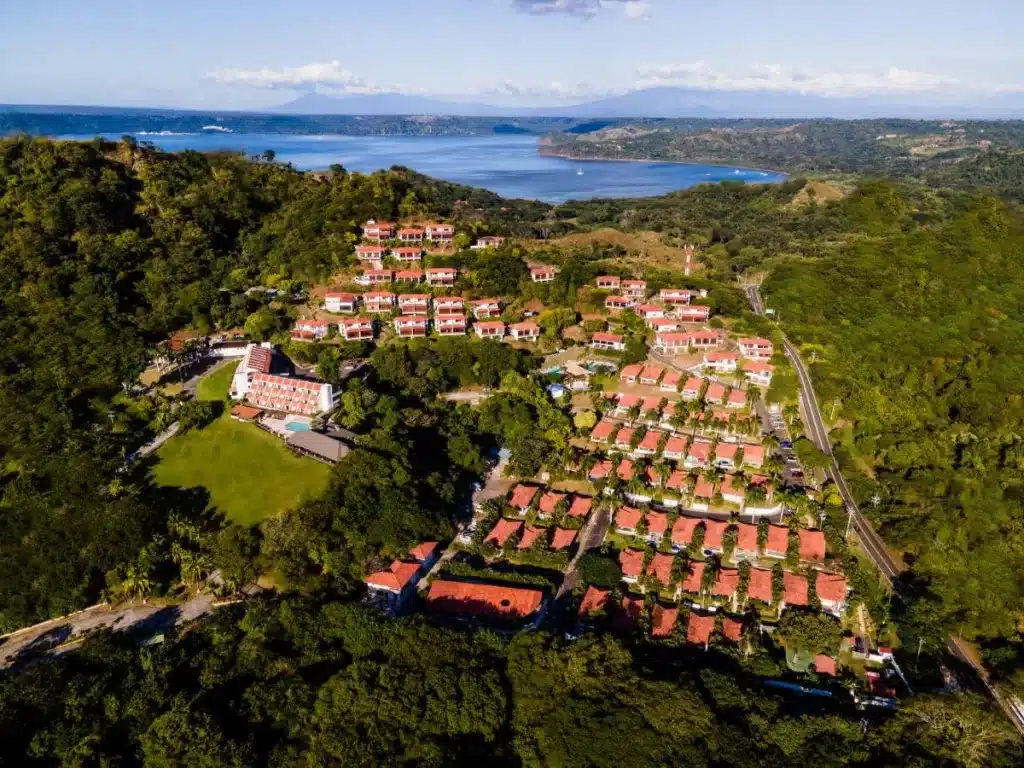 An ariel view of Villa Sol Resort in Playa Hermosa, Costa Rica.