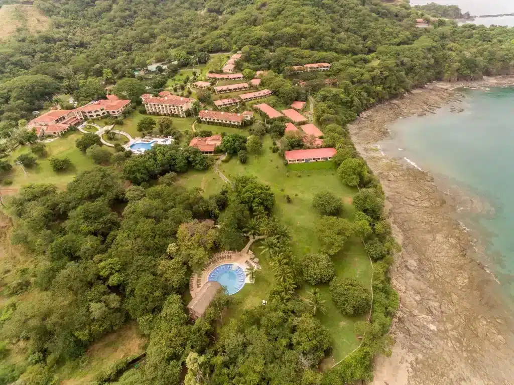 A scenic overview of an adult only hotel, The Occidental Papagayo. 