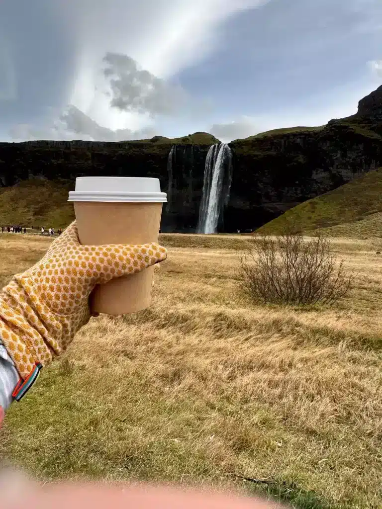 Coffee can be bought at Seljalandsfoss, which is the first of the South Coast waterfalls in Iceland. 