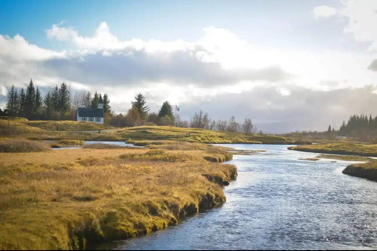 As seen on the map, this is taken at Thingvellir, a popular stop along Iceland's Golden Circle.