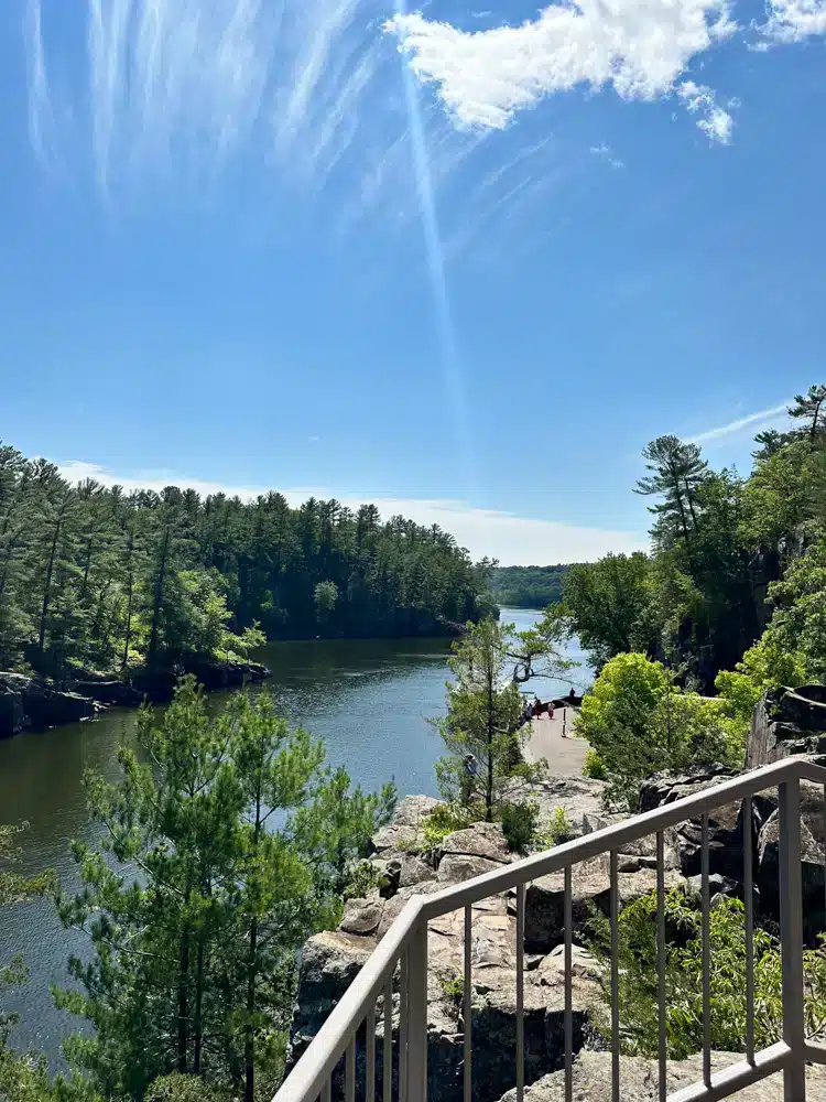 Beautiful views of the St. Croix river, an attraction in Taylors Falls, MN.