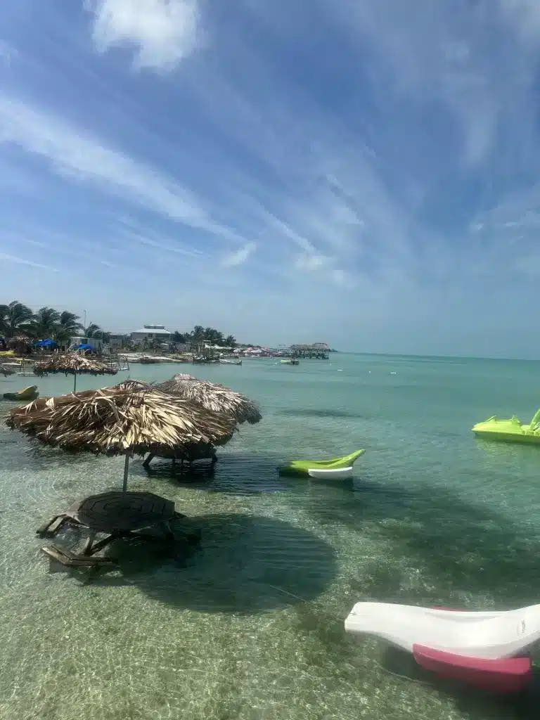 The calm waters at Secret Beach in Belize. 