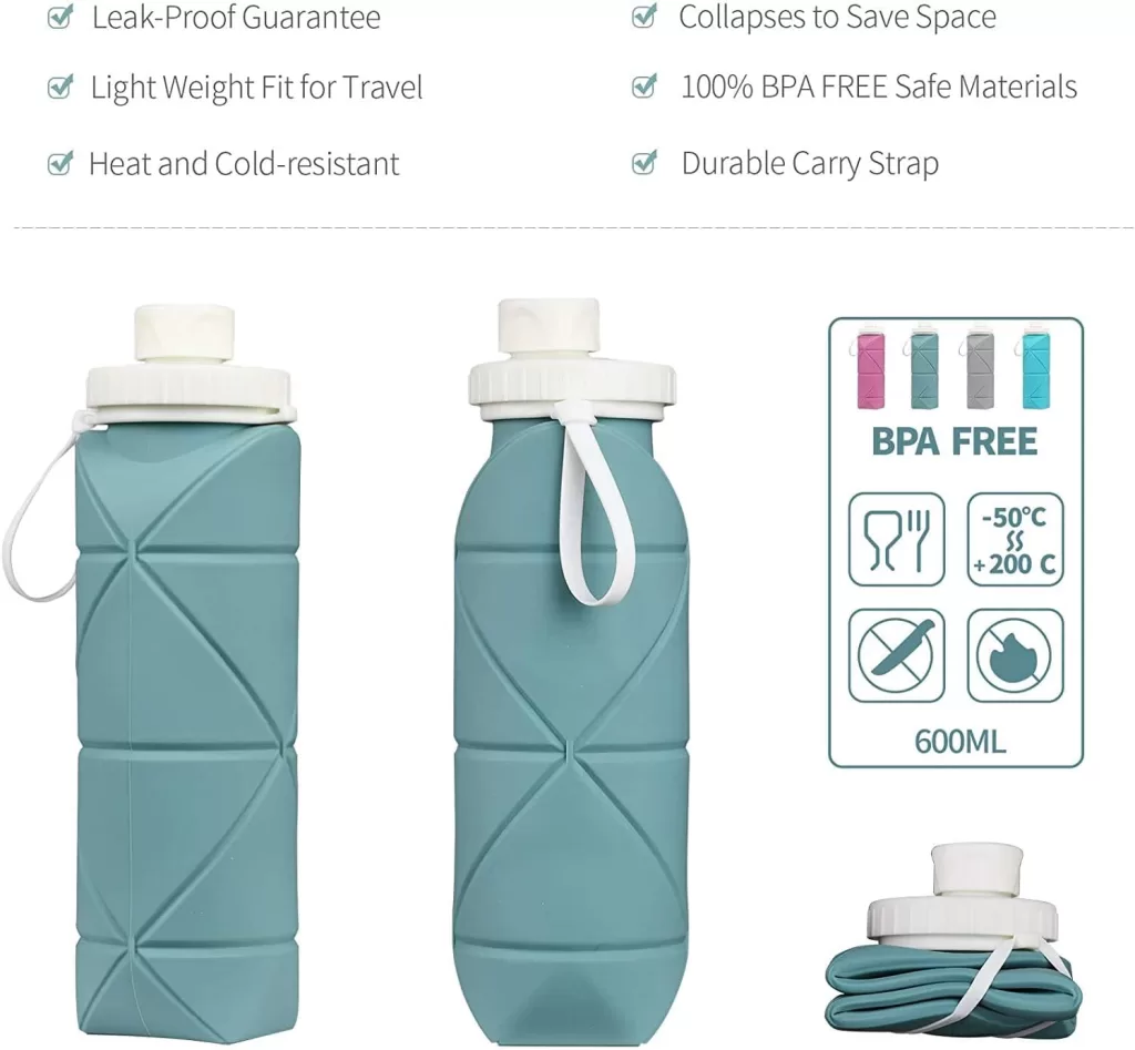 This travel water bottle comes with great reviews for the best collapsible design. 